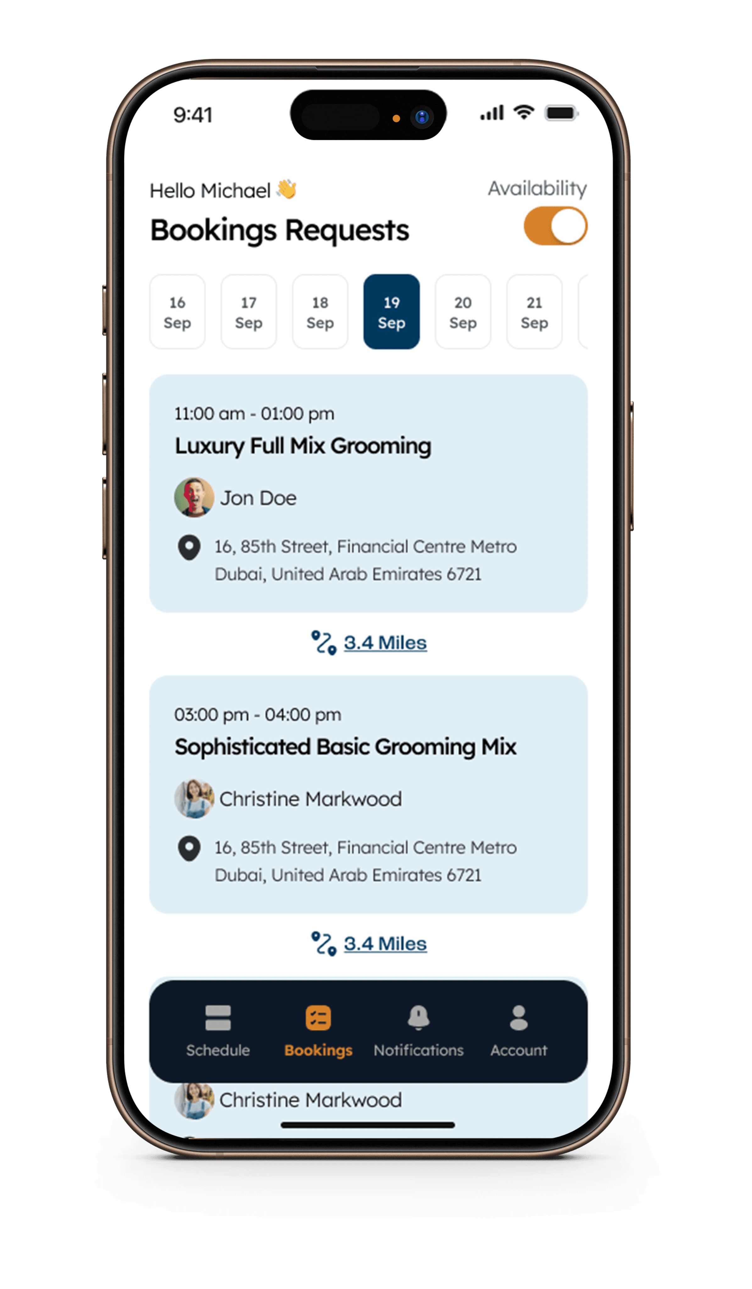 Faroo booking flow screens