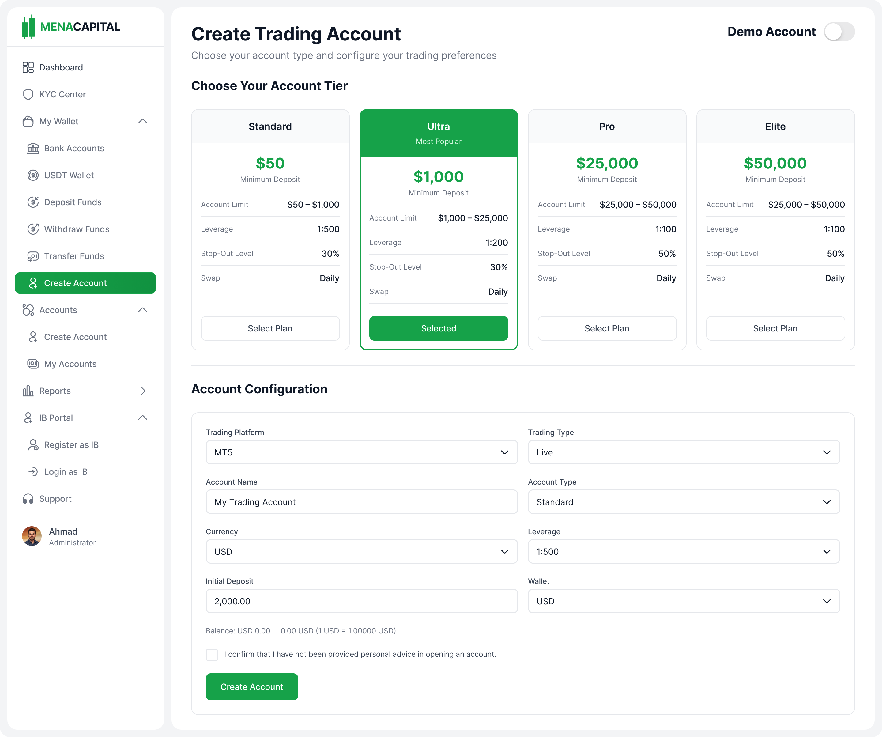 MENA CapitalCreate Trading Account