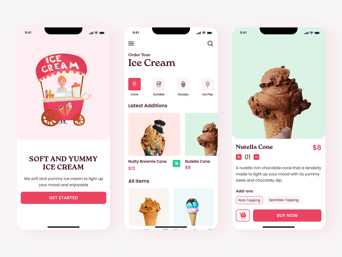 Ice Cream ordering app
