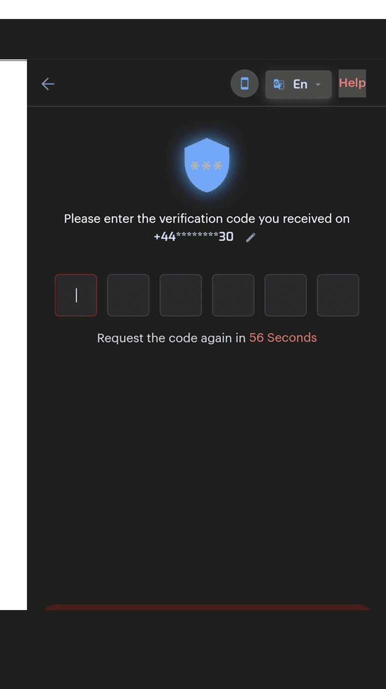 Old registration — OTP entry